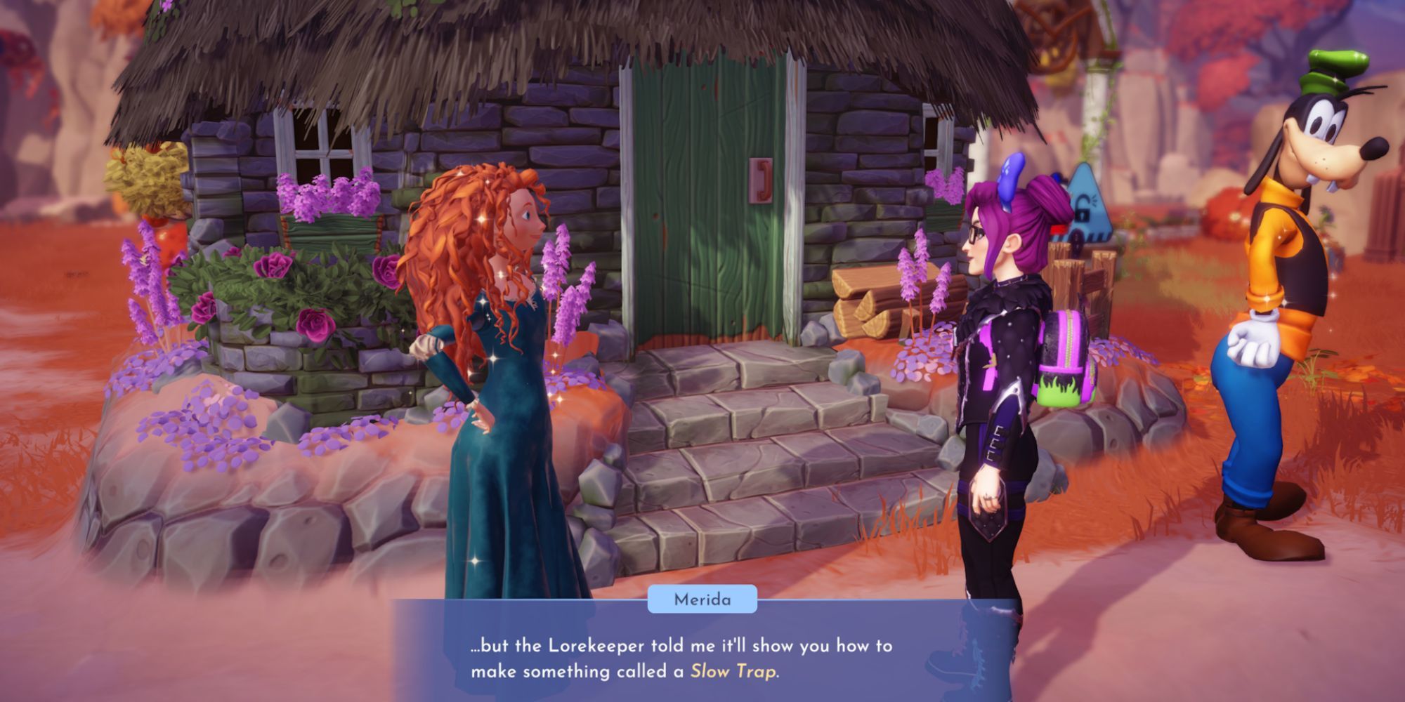 Talking to Merida in Disney Dreamlight Valley