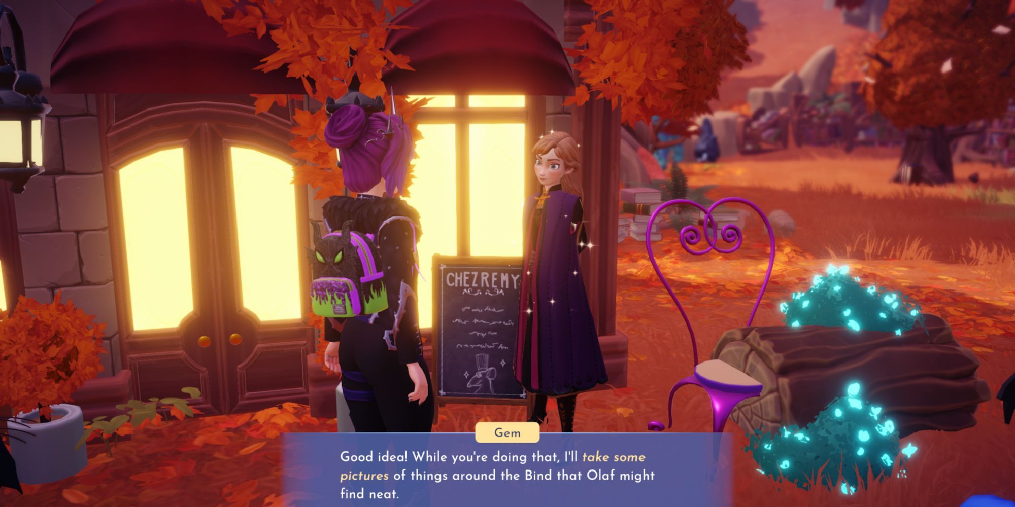 Talking to Anna in A Hoot and A Half quest in Disney Dreamlight Valley