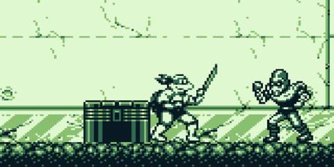 Image from a Gameboy game in Teenage Mutant Ninja Turtles: The Cowabunga Collection