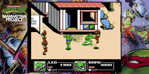 Leonardo and Raphael fighting ninjas in Teenage Mutant Ninja Turtles: The Cowabunga Collection