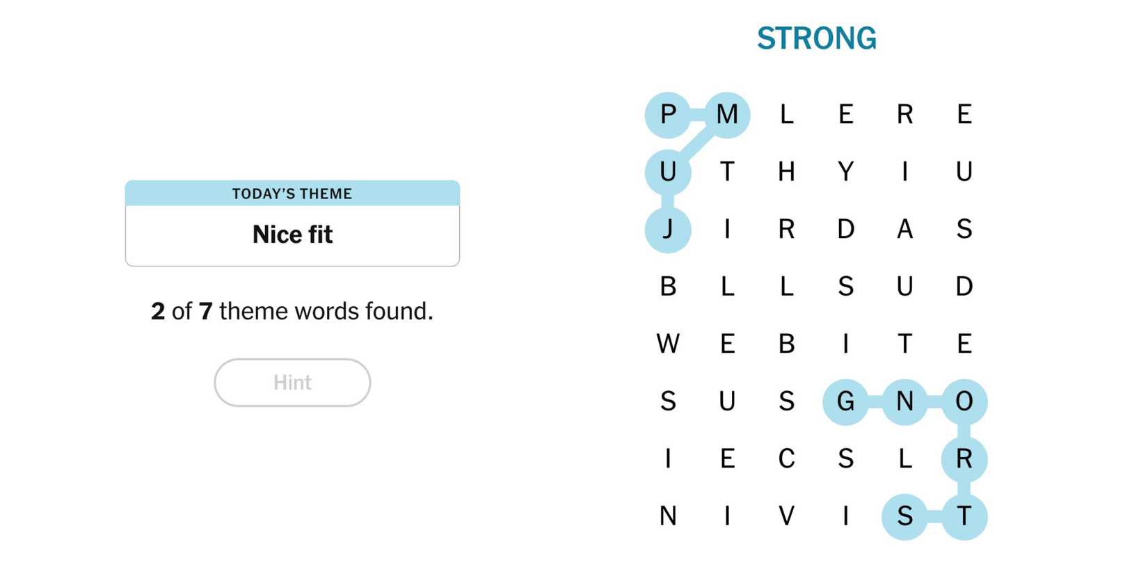 The NYT Games Strands Puzzle Strong