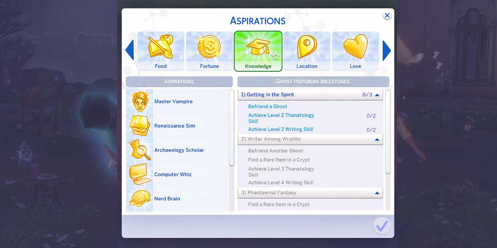 The Sims 4 Life and Death Ghost Historian Aspiration