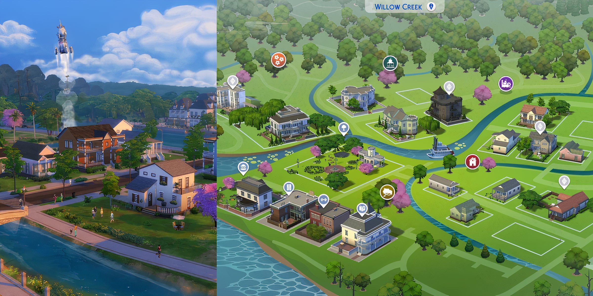 Willow Creek map and an example of the architecture in the world