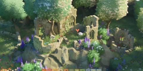 natural structure while petting sheep