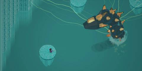 A boss battle on ice in Titan Souls