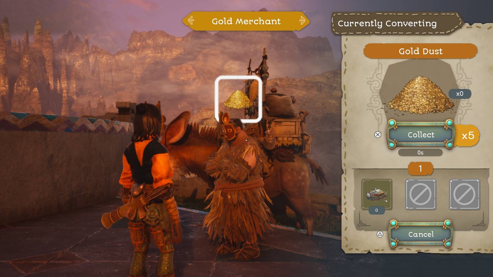 towers of aghasba how to get gold dust gold nugget and use scrap - convert buy from gold merchant