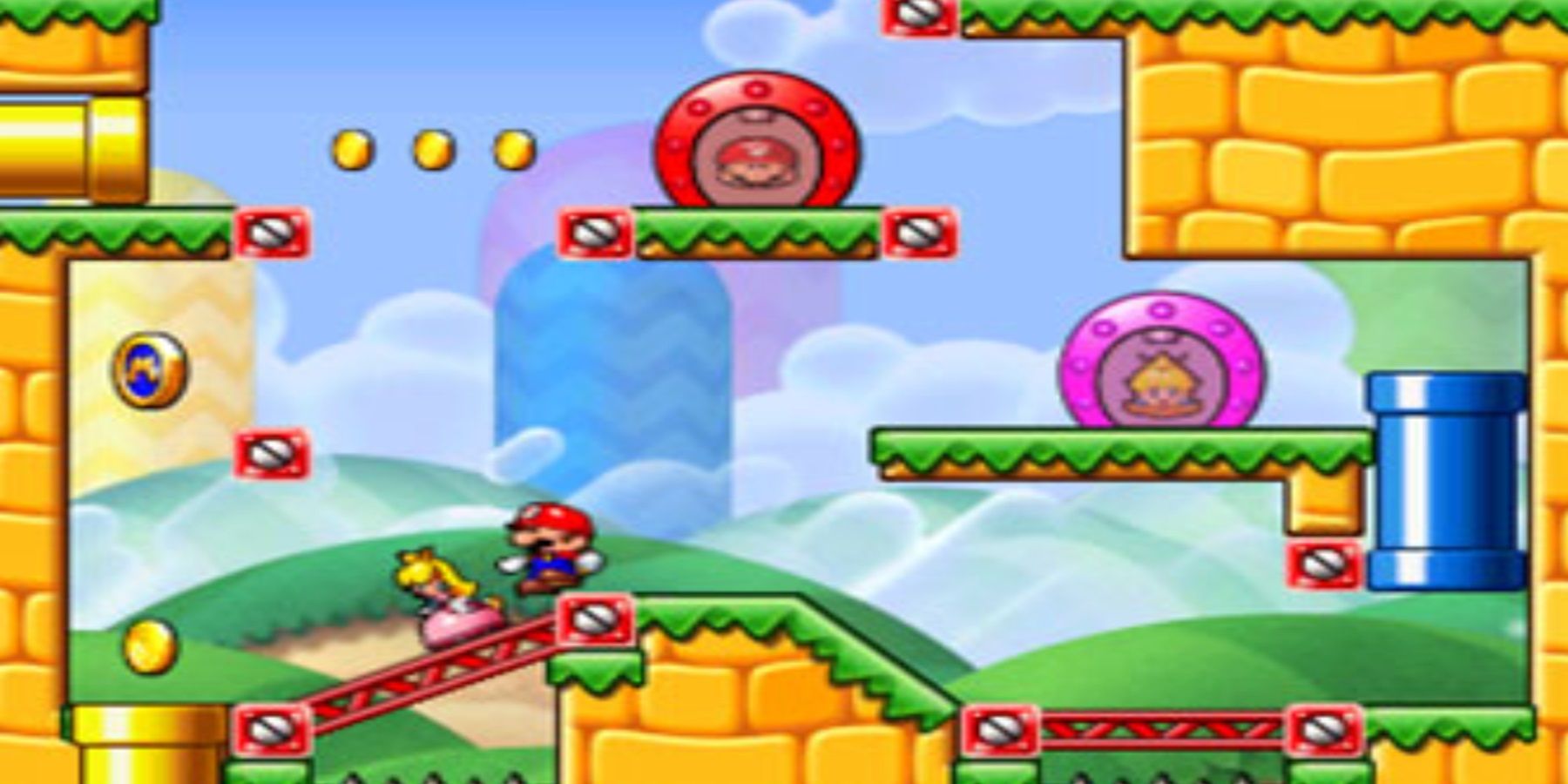 mario and peach in a tipping stars level