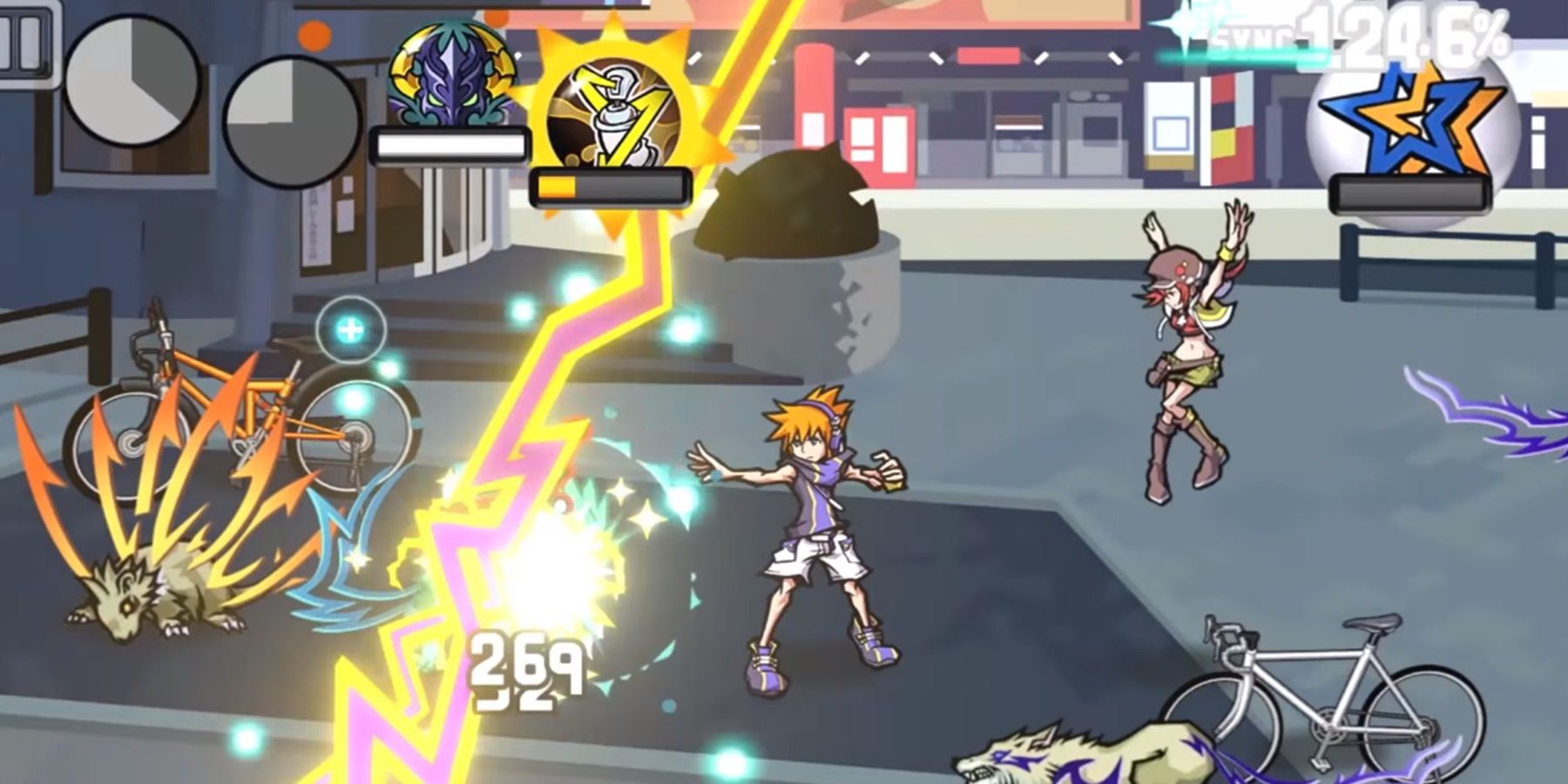 a combat scene from the world ends with you