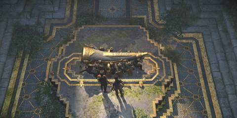 A scene inside a temple from Uncharted