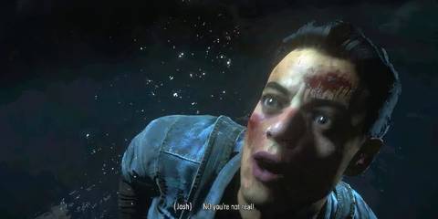 Until Dawn Josh looking up at something in subdued horror and denial