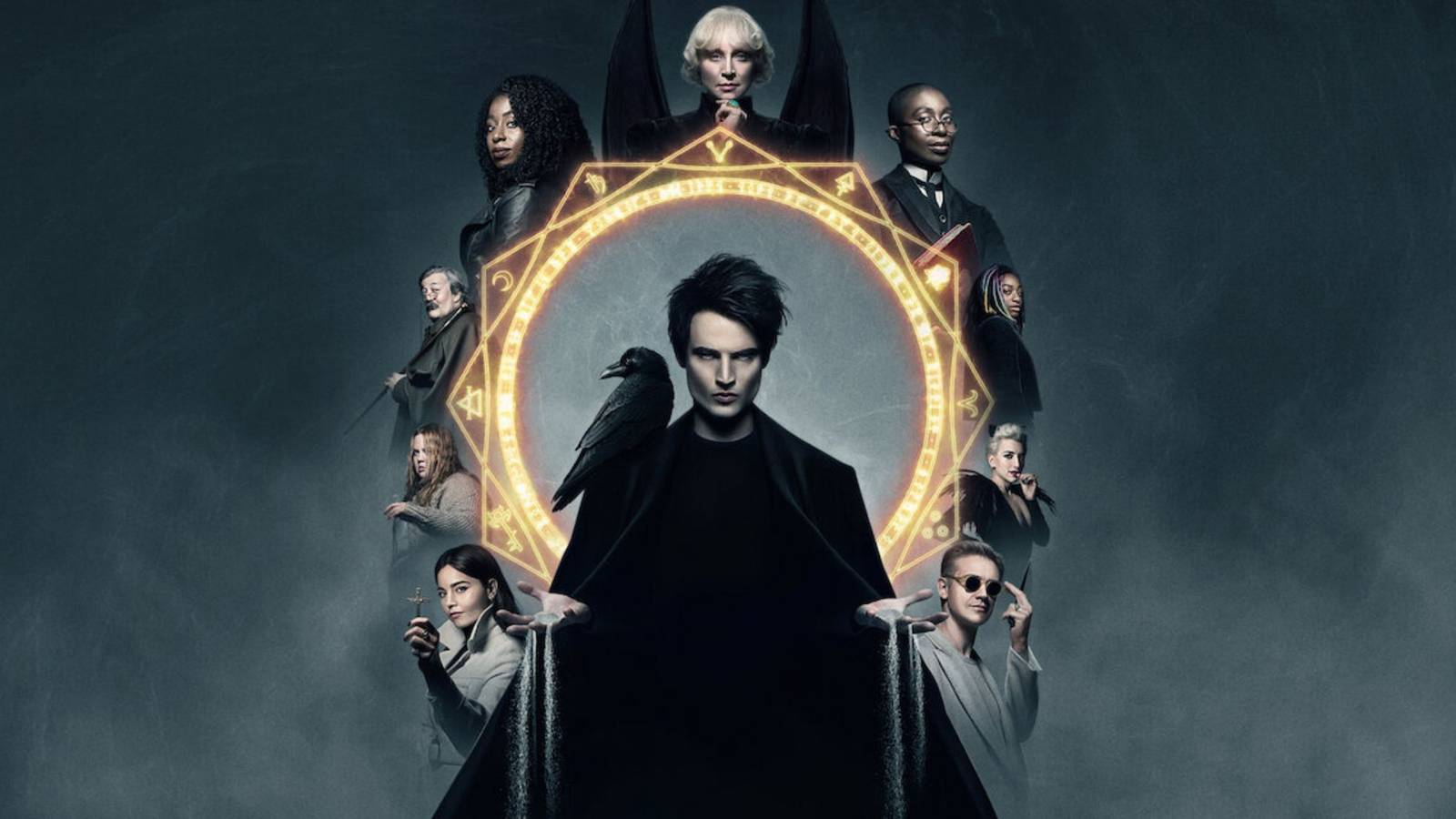 Dream from the sandman in the middle with other characters from the show around the circle