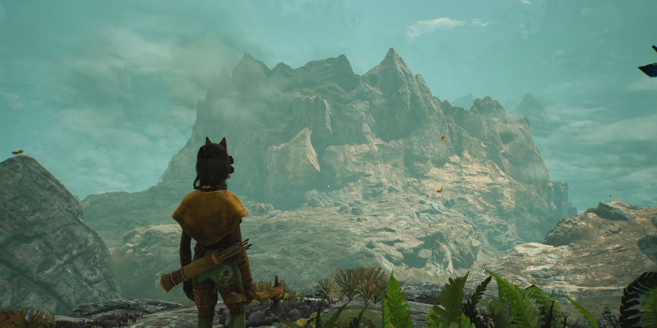 A player overlooking a cliff in Towers of Aghasba