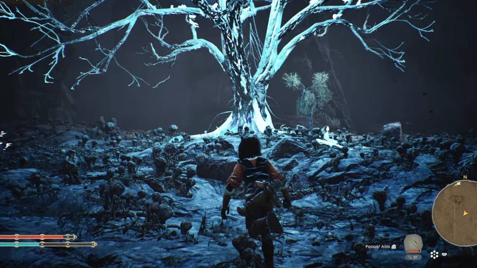 A player approaching a Clear Sky tree in Towers of Aghasba