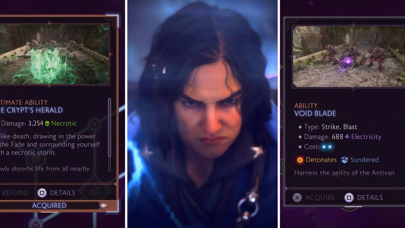 A grid showing the abilities of Dragon Age: The Veilguard