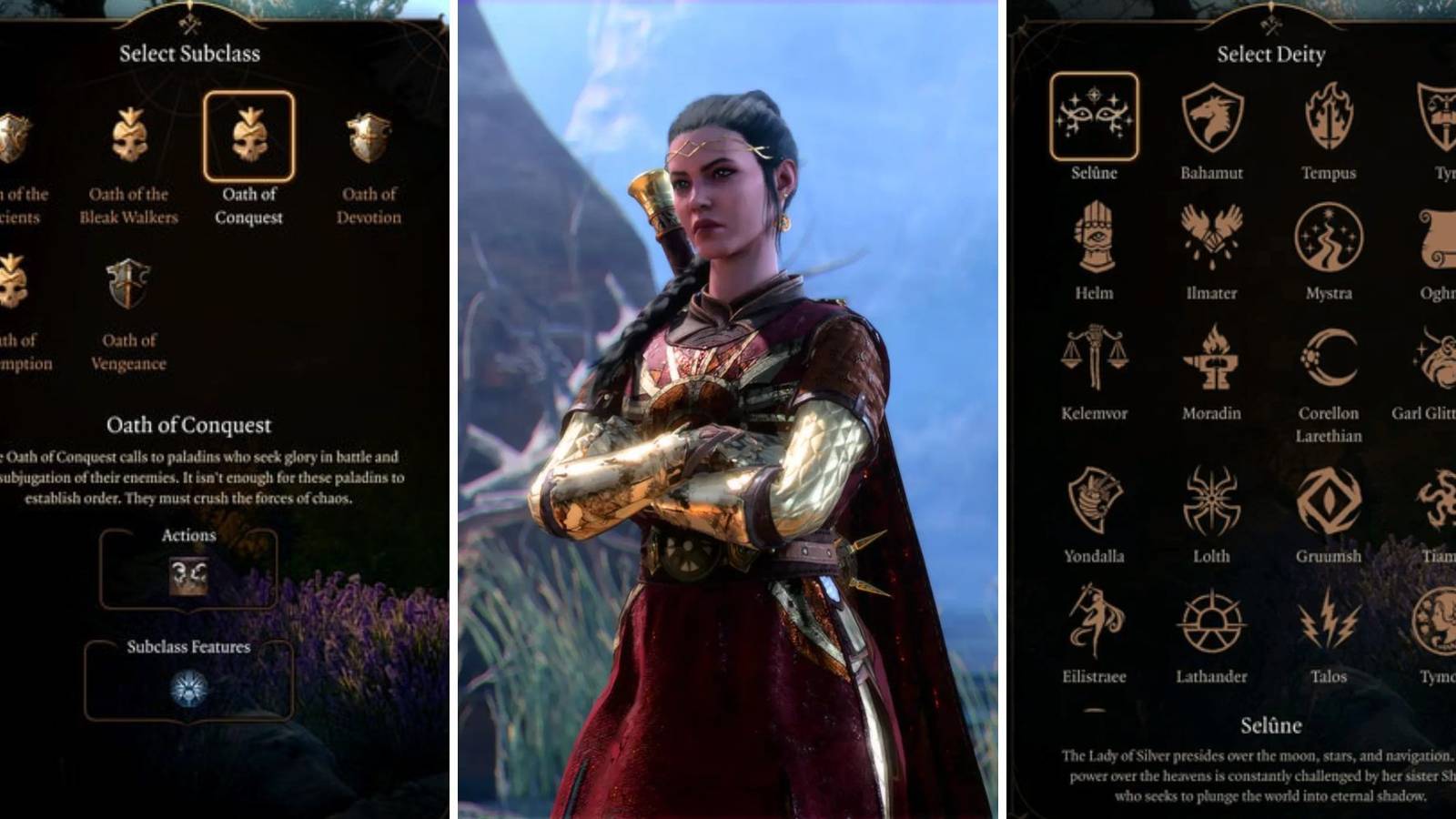 A grid showing three Paladin mods in Baldur's Gate 3