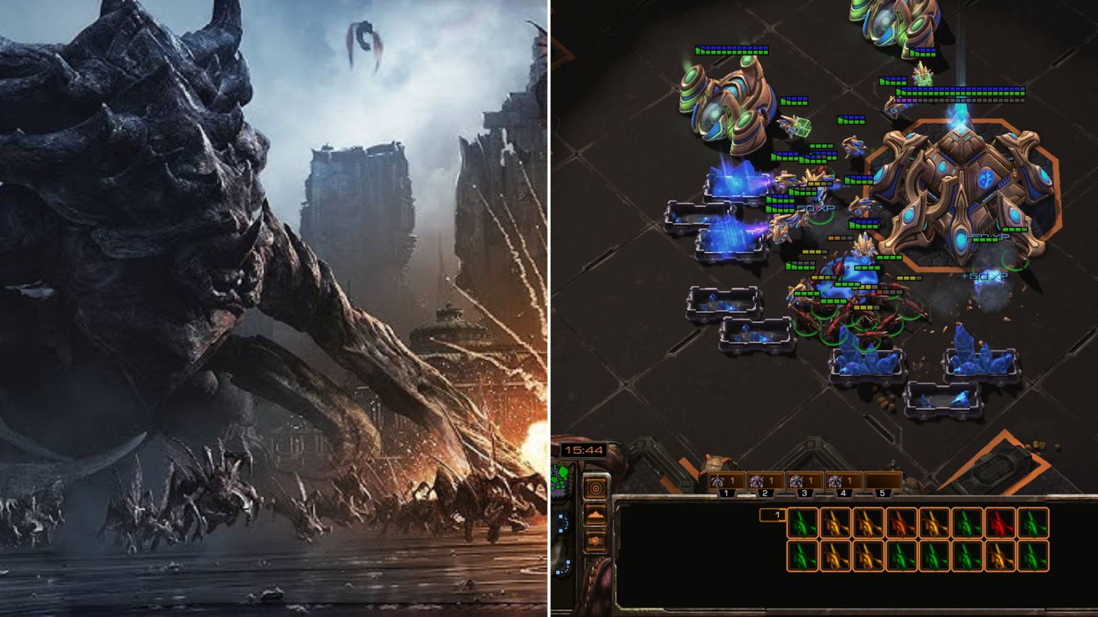 The Swarm From A Cinematic & Zerglings Attacking Probes