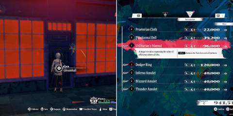 The Player Entering Gloamhall & The Utilitarian's Manual In The Shop