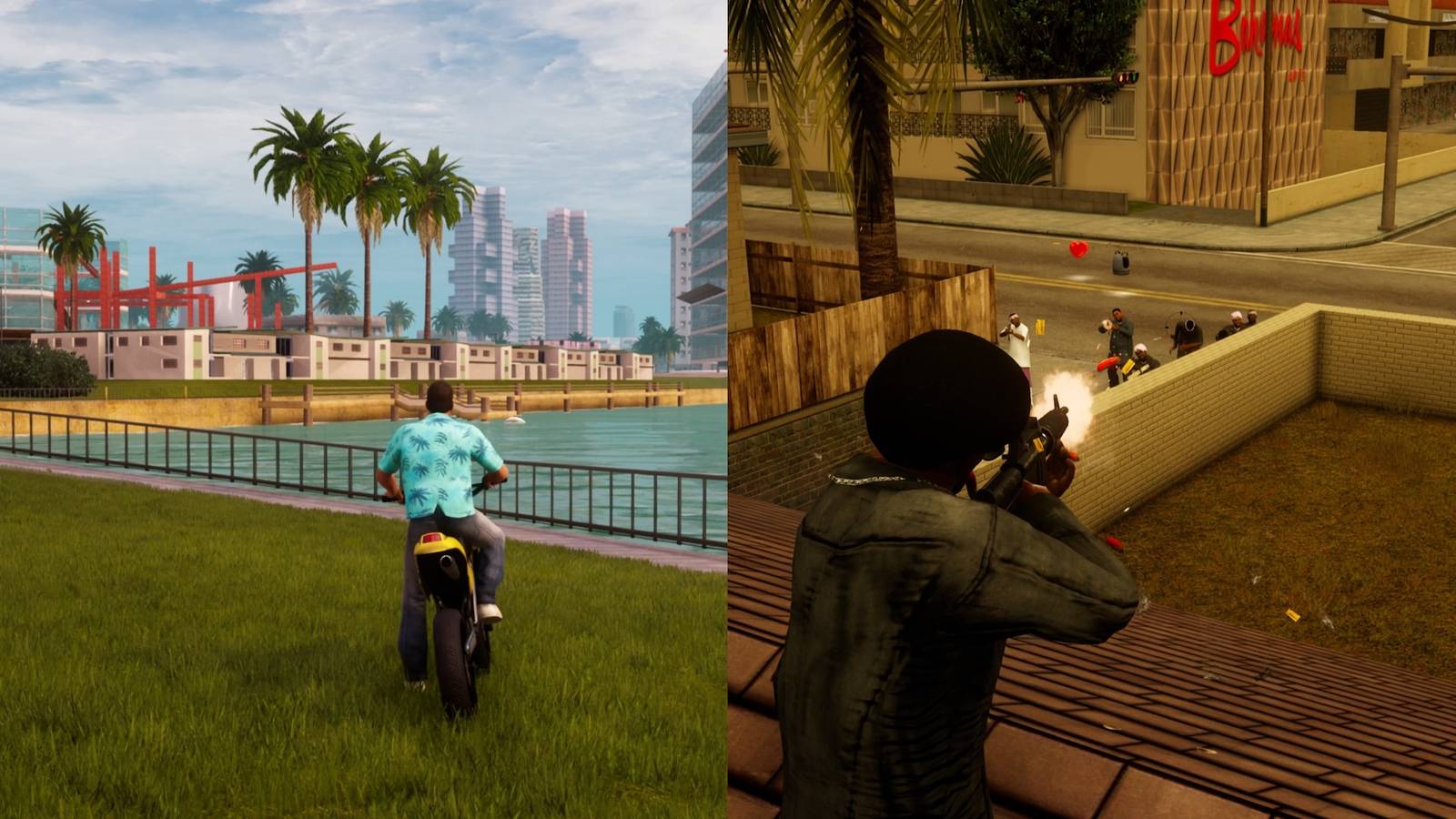 Vice City on the left and san andreas on the right