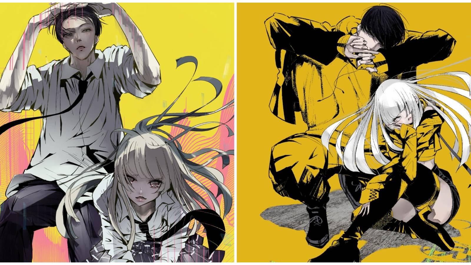 Split image of key art for the new Wandance anime and art from the Wandance manga