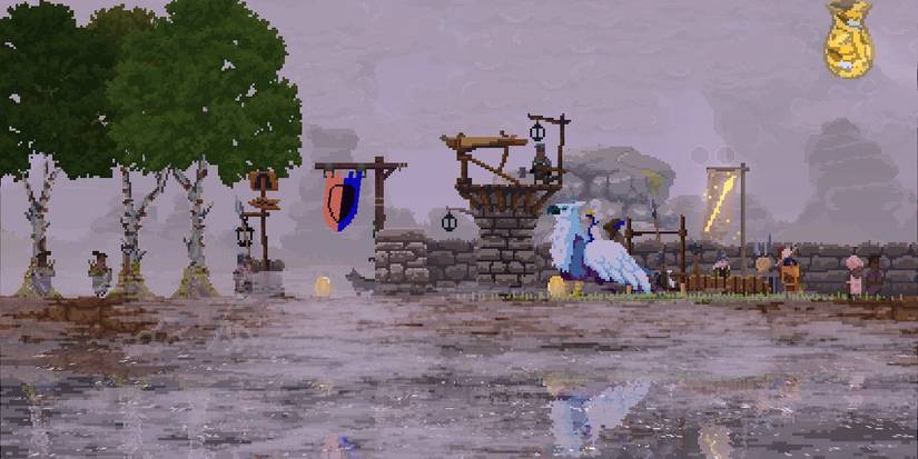 Kingdom Two Crowns Ballista Hermit on griffin.