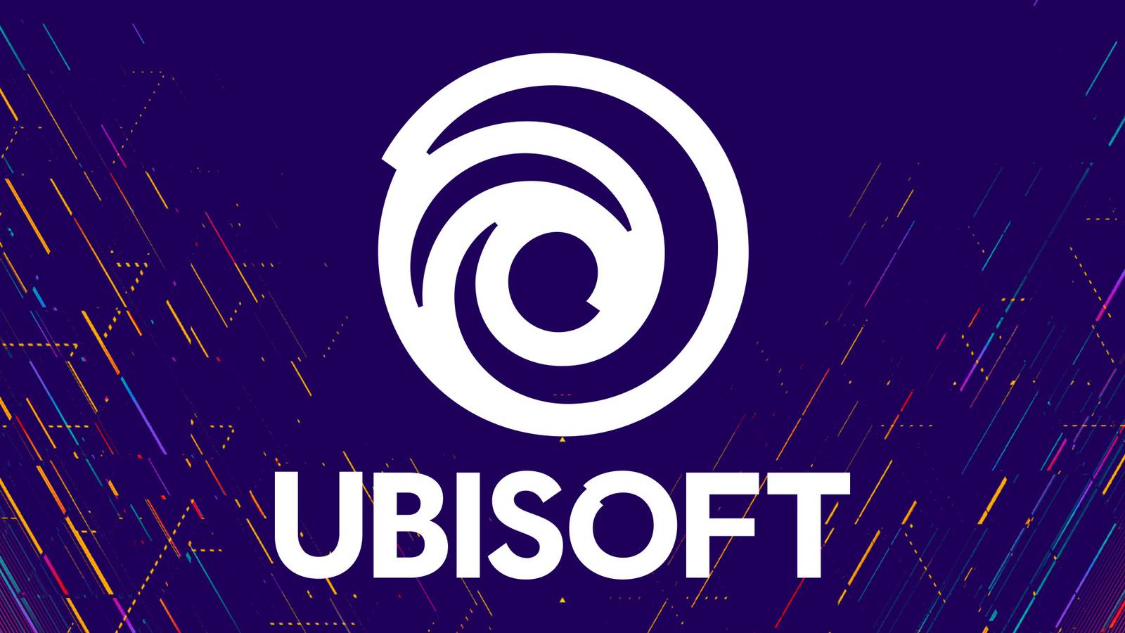 white Ubisoft logo over Project U abstract background