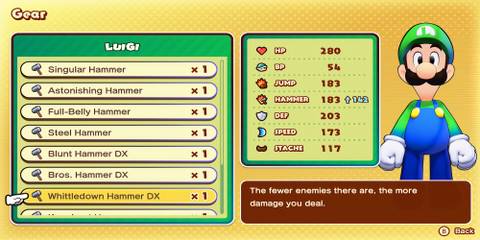 Whittledown Hammer DX weapon in Mario & Luigi Brothership