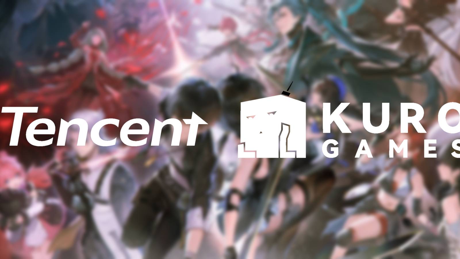 The logos for Tencent and Kuro Games set against a blurred key visual for Wuthering Waves.