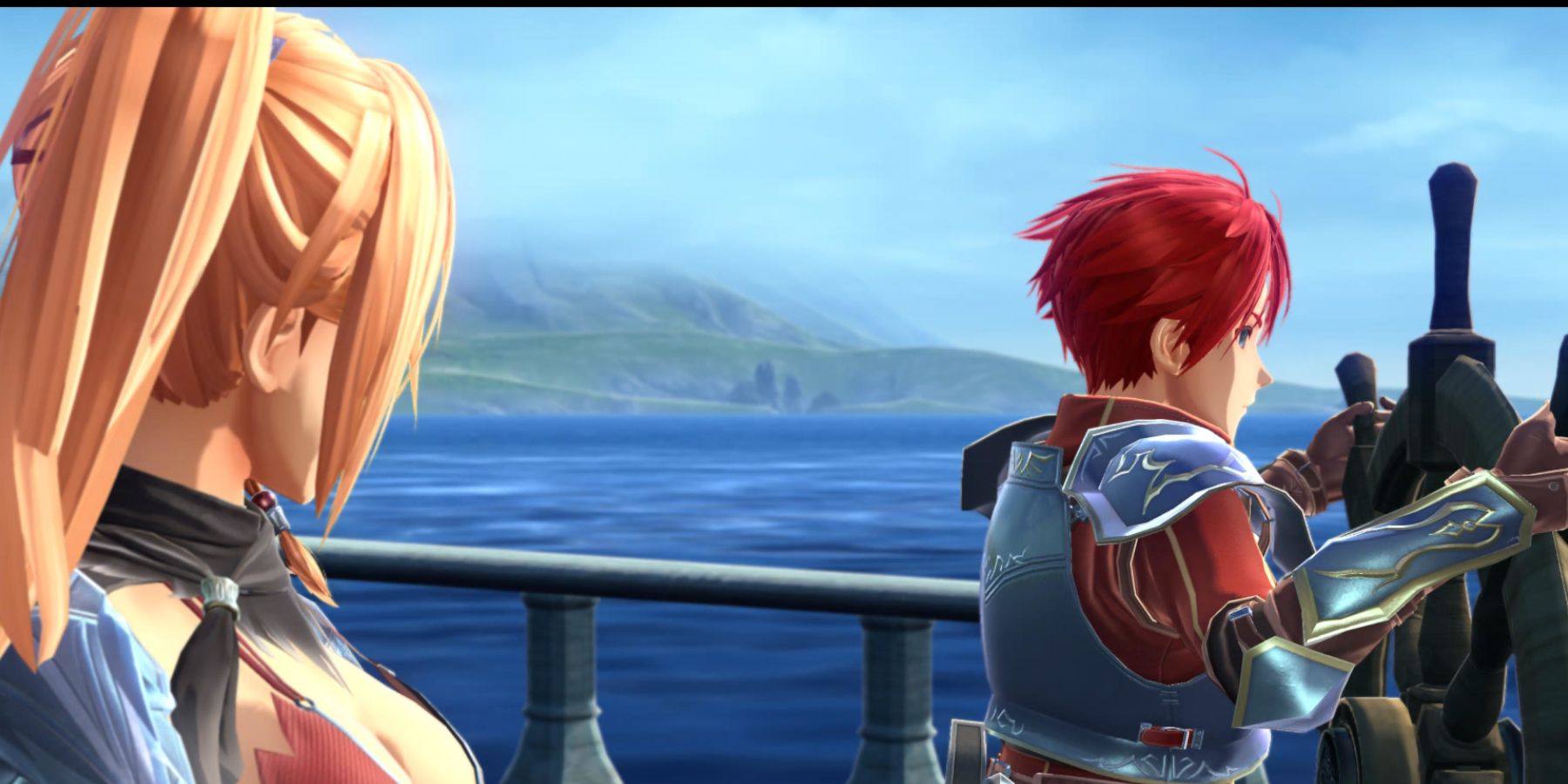 Ys 10 Adol and Karja piloting the ship