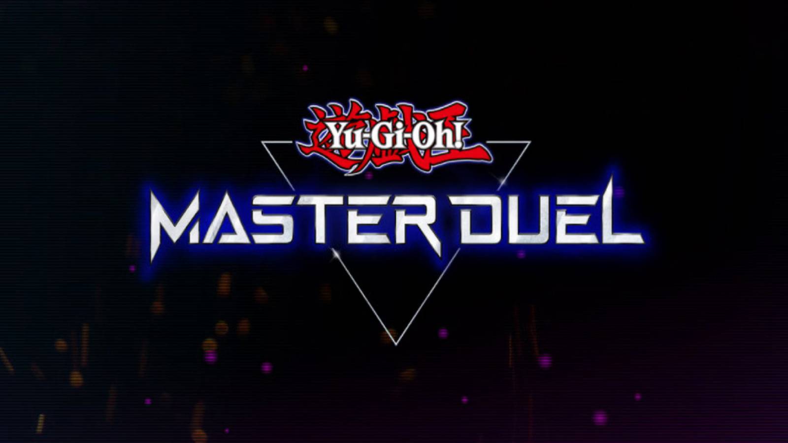 A promotional image for Yu-Gi-Oh Master Duel showing the game's logo.