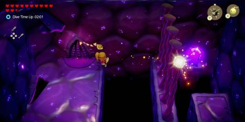 Zelda crossing a gap in Null's Body in Echoes of Wisdom