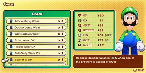 Zokket Wear armor in Mario & Luigi Brothership