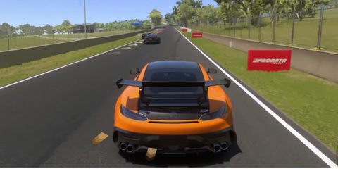 Third Person View of a Straight from Mount Panorama Bathurst Track in Forza Motorsport