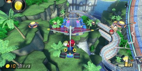 Big Blue Track from Mario Kart 8 Gliding Over a Gap