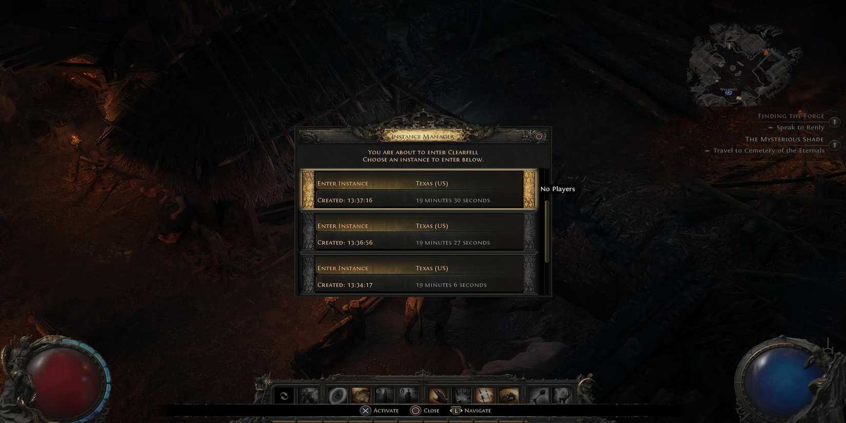 A List Of Existing Instances In An Area