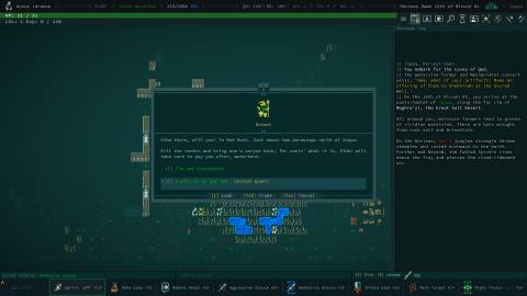 Accepting a quest from Mehmet in Caves of Qud