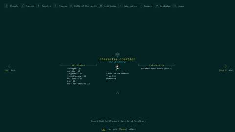 Child of the Hearth preset in Caves of Qud 