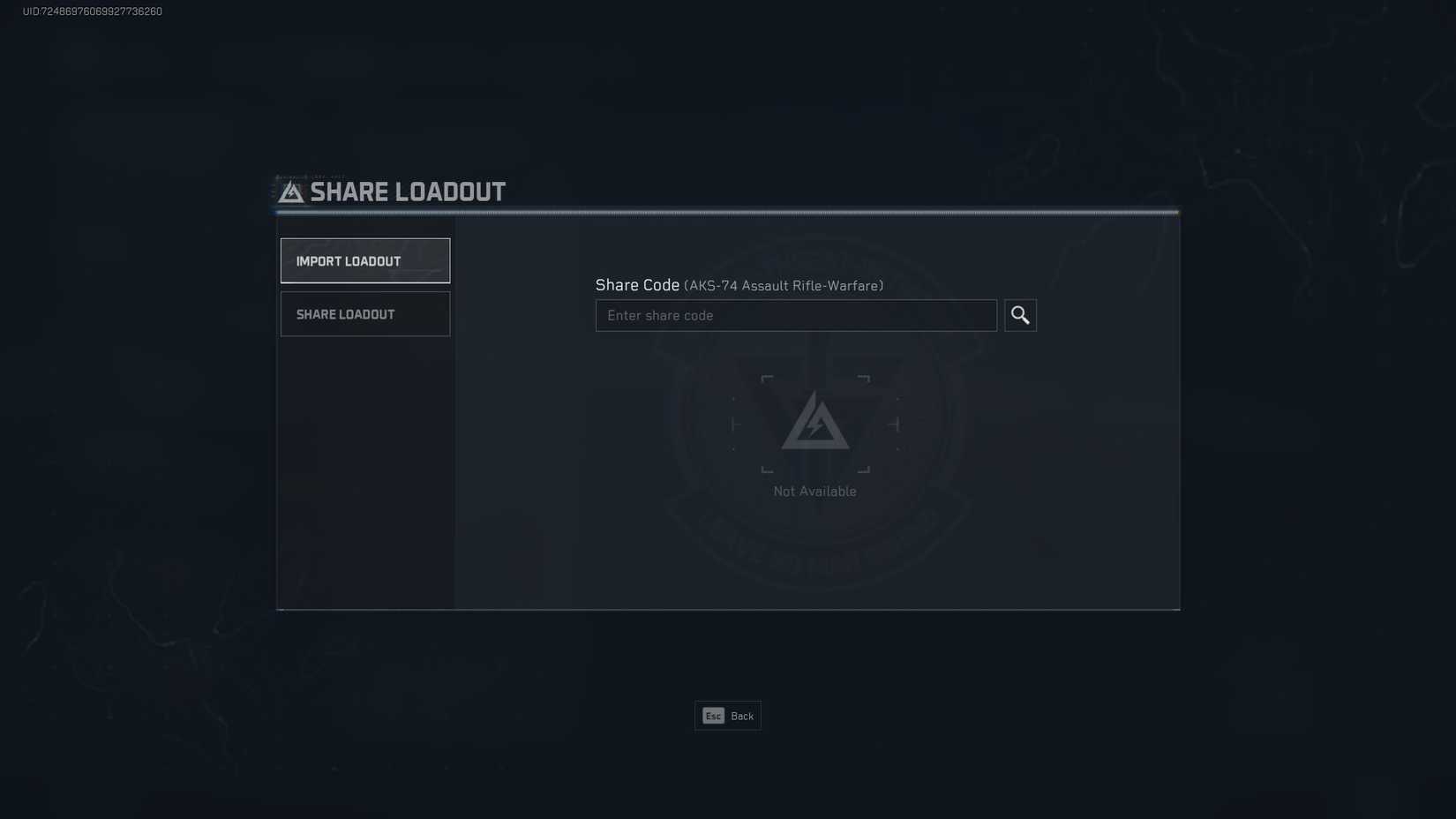 The import screen in Delta Force