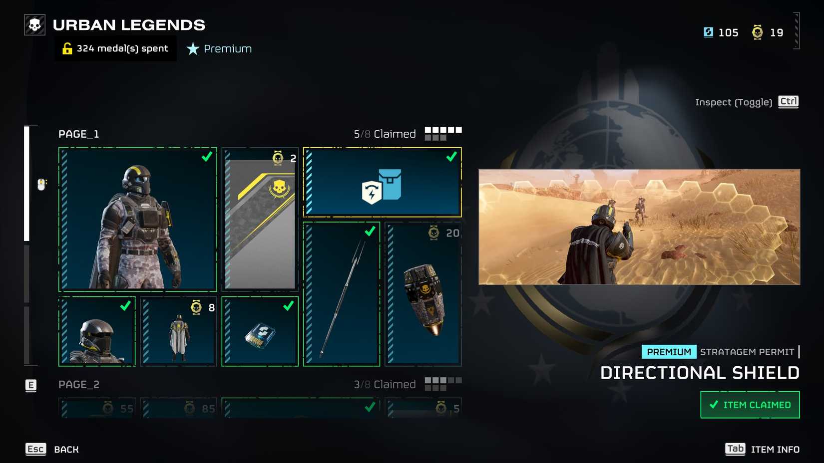 The Directional Shield in Helldivers 2's Warbond screen