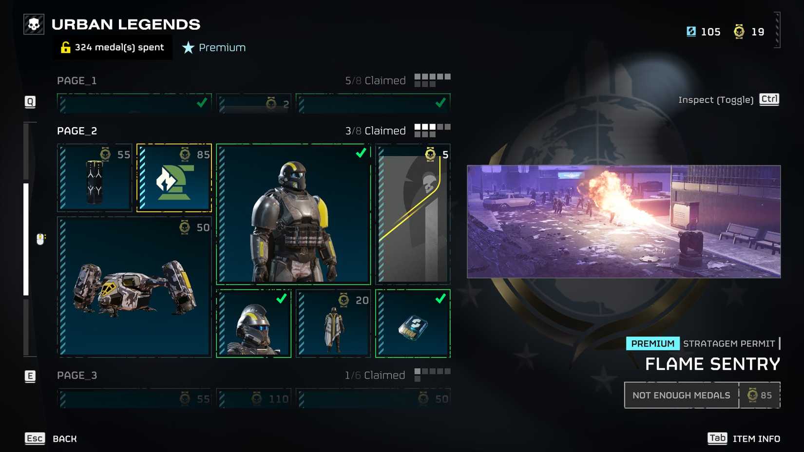 The Flame Sentry in Helldivers 2's Warbond screen