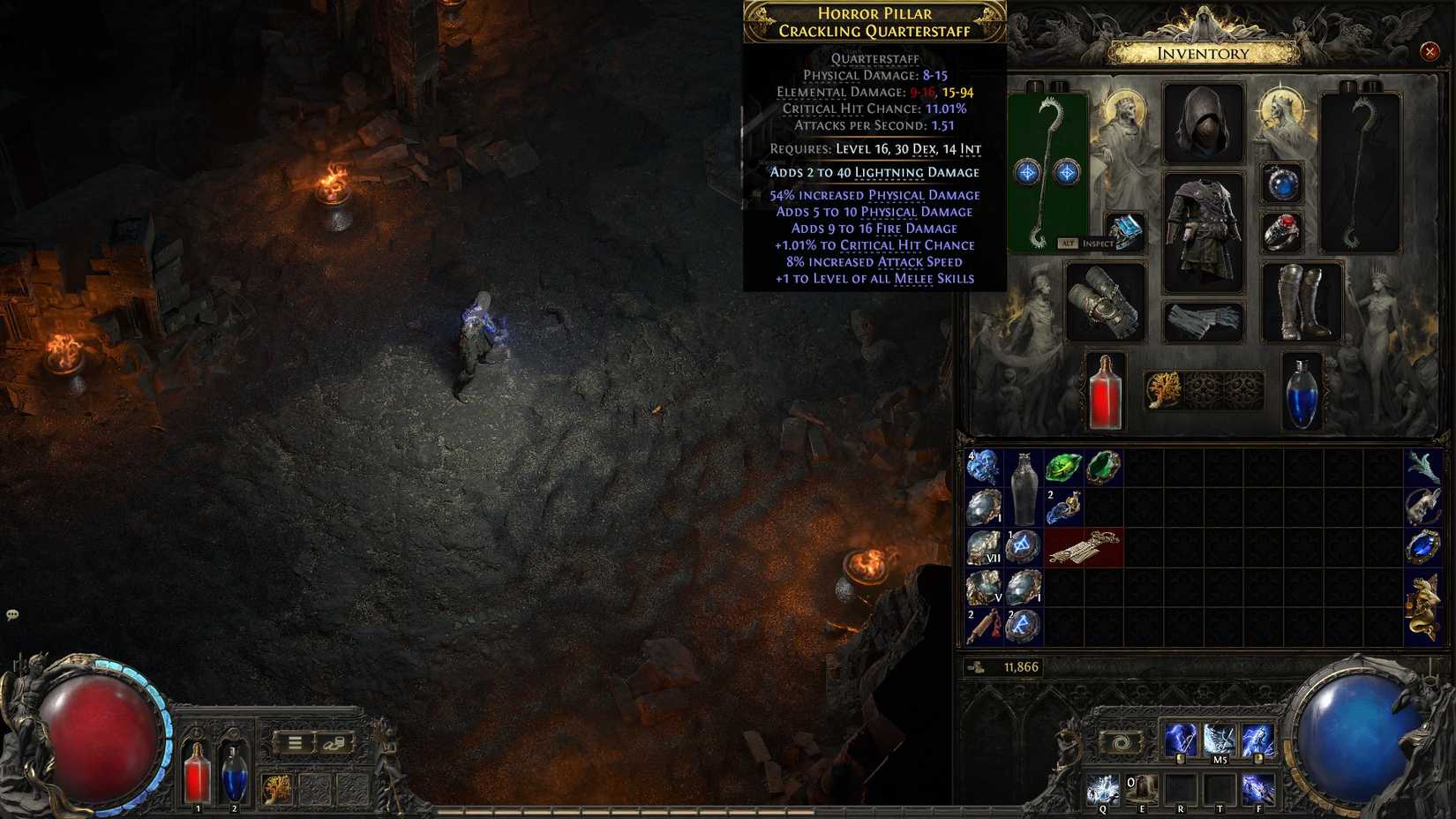 A rare Quarterstaff in PoE 2