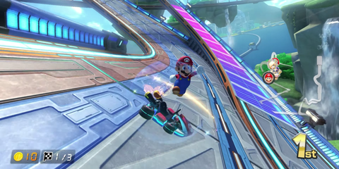 Big Blue Track from Mario 8 with Mario Jumping During the Race