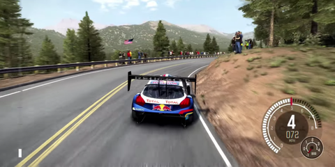 Third Person Gameplay of the Pikes Peak International Hill Climb in Dirt Rally
