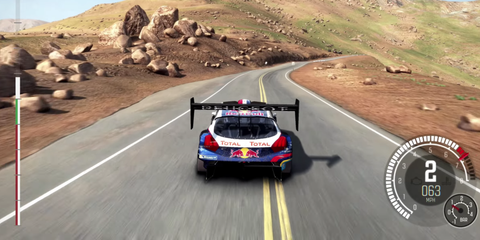 Third Person Gameplay of the Pikes Peak International Hill Climb in Dirt Rally at the Top of Track