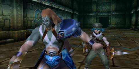 A cutscene featuring Orca and Kite in .hack::Infection