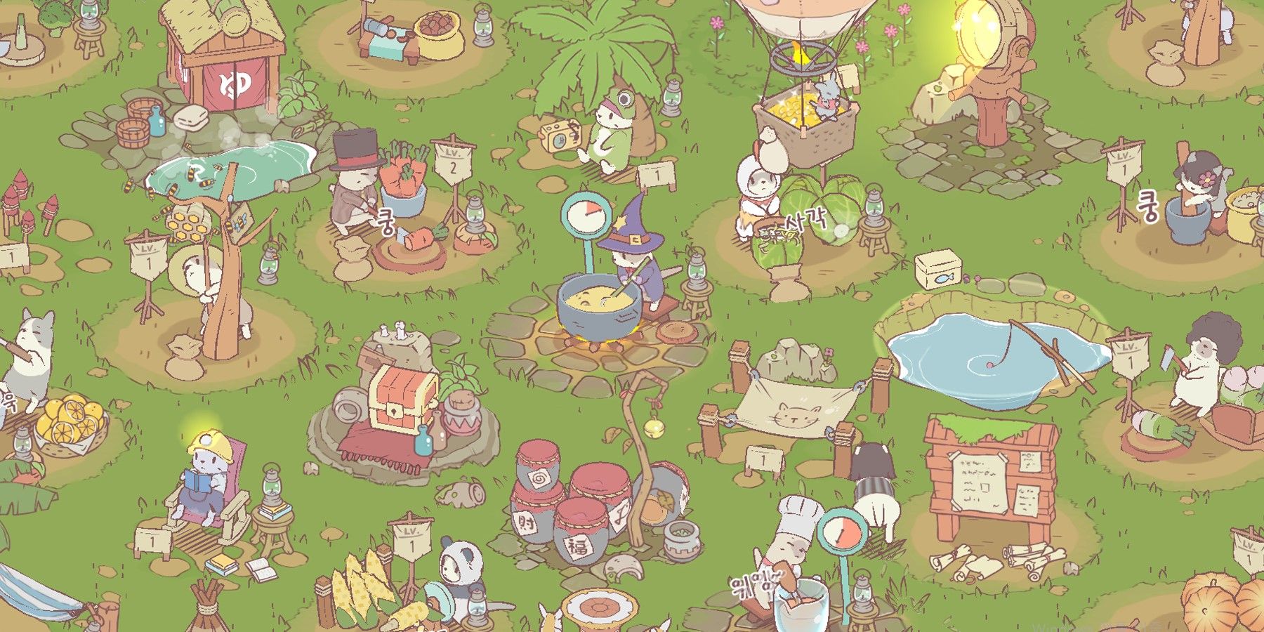 A Field Of Illustrated Cats Doing Various Culinary Crafts In Cats & Soup