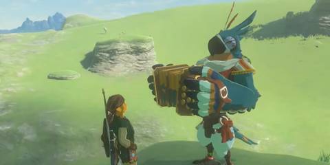 A Key Frame Showing Link Talking To Kass In The Legend Of Zelda Breath Of The Wild