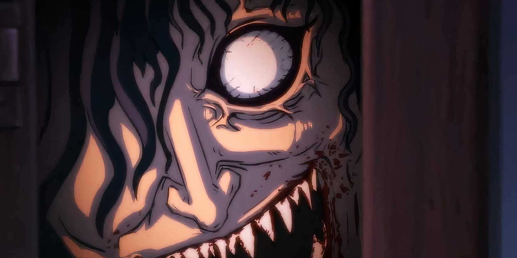 a monster from Zombie Brother hiding behind a door.