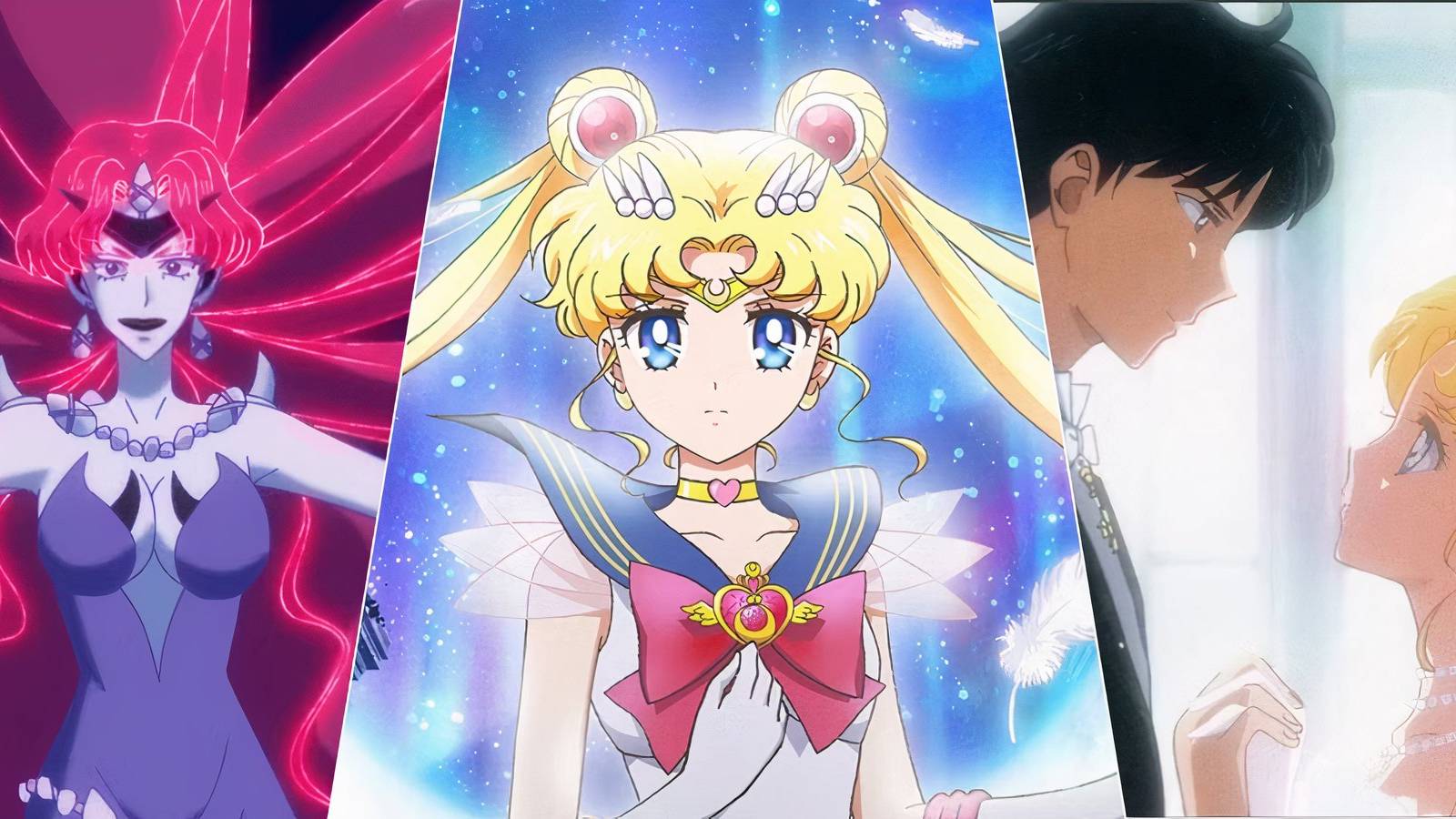 A split image showing charachters from Sailor Moon Anime