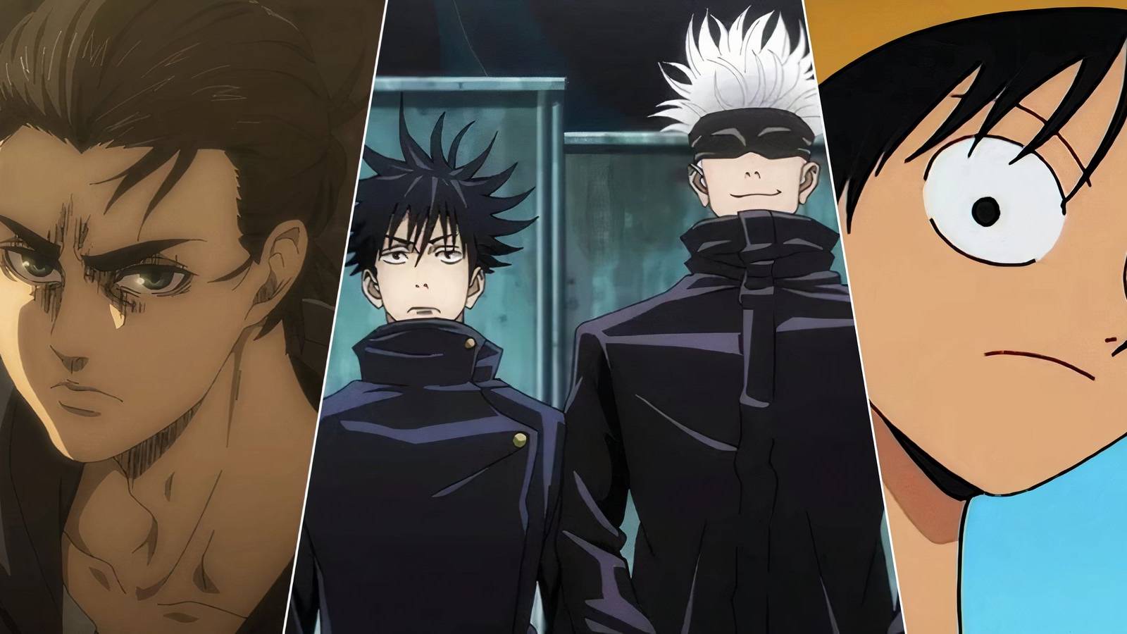 a split image showing prominent characters of famous anime