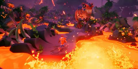 crash running from a dinosaur